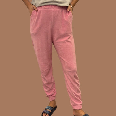 Pantalon rose en ratine de coton pour femmes M