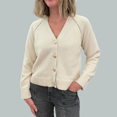 Cardigan bouton or pour femmes M