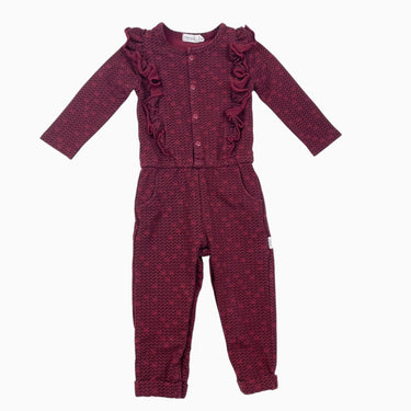Combi rouge cerise à imprimé coeurs en coton bio extensible 12M