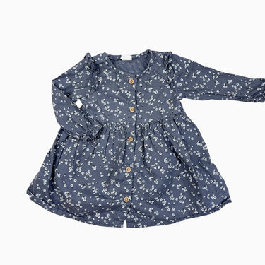 Robe grise fleurie blanche 6-9M