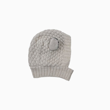 Bonnet cagoule 'agneau' en tricot bébé alpaca 0-6M