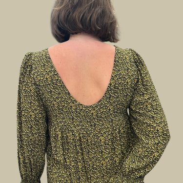 Robe noire à motifs verts en viscose pour femmes 40EU