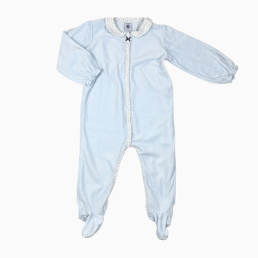 Pyjama à col claudine bleu en velours 24M