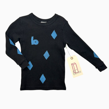 Chandail losange gaufré noir/bleu