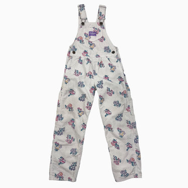 Salopette vintage écru à imprimé floral en corduroy fait aux É-U 6Y
