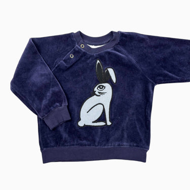 Pull velours marine lapin 6-9M