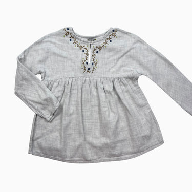 Blouse grise avec fleurs brodées 6Y