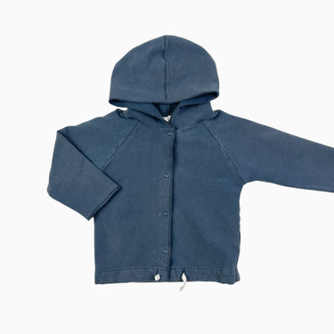 Cardigan à capuchon gris-bleu en coton bio 9-12M