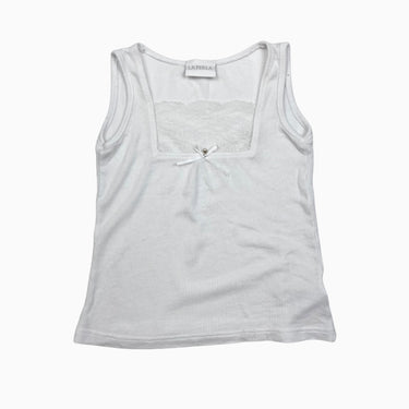 Camsiole blanche avec broderie côtelé 2Y