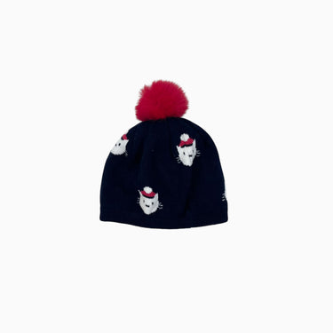 Bonnet marine 'chats' doublé en polar avec pompon 45CM 6-9M
