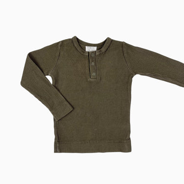 Chandail olive en coton gaufré bio 6-9M