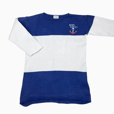 Pull à grosses rayures 'ancre marine' en coton et laine 10-11Y