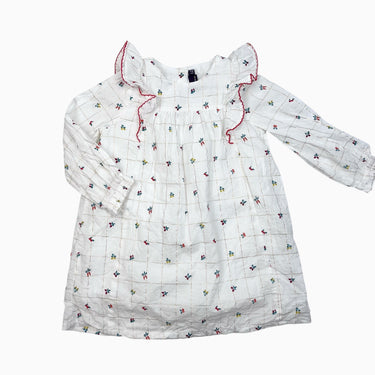 Robe blanche carreautée 'fruits' avec fil doré 3Y