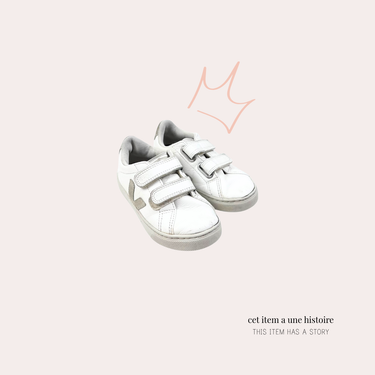 Sneakers blanches à velcro en cuir 12US