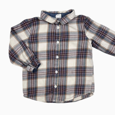 Chemise vanille carreauté en flanelle 12-18M