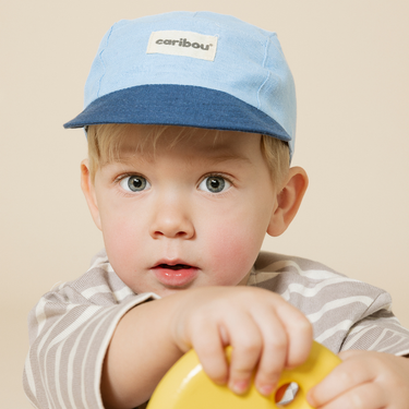 Casquette Duo bleu en lin (tailles variées)