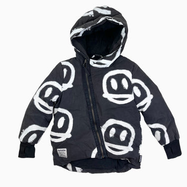 Manteau d'hiver charcoal en coton et nylon doublé en duvet à imprimé smiley 4-5Y