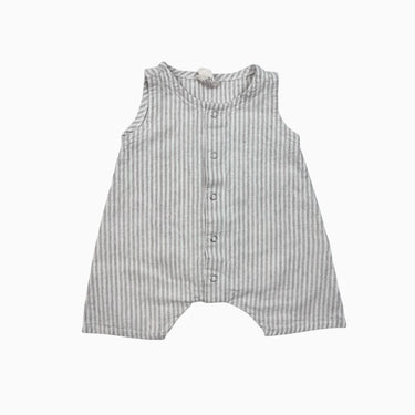 Combi short à rayures avoine en lin et coton 0-3M
