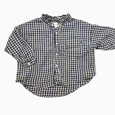 Chemise en coton vichy marine et pierre 4Y