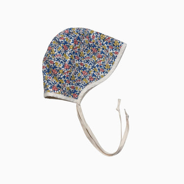 Bonnet blanc fleuri 3-6M