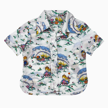 Chemise vintage en poly imprimé enfants fait en Autriche 12M