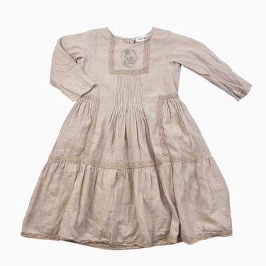 Robe beige avec fleurs brodées 3-4Y