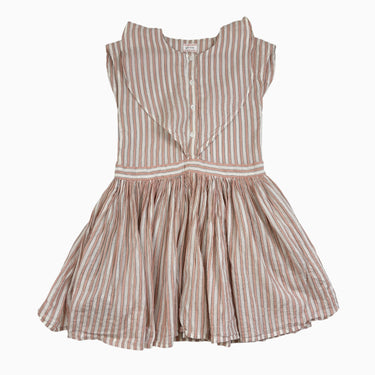 Robe à rayures saumon en lin et coton 8Y