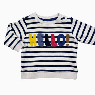 Pull à rayures 'Hello ! ' 4-6M