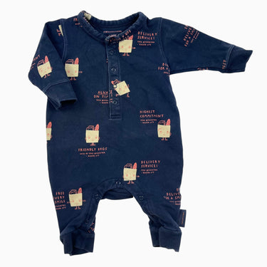 Combi marine à imprimé "Delivery service!" en coton pima et élastane 3-6M