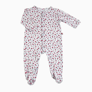 Pyjama blanc fleuri rouge 6M