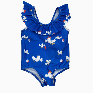Mailot bleu 'oiseaux' 6-12M