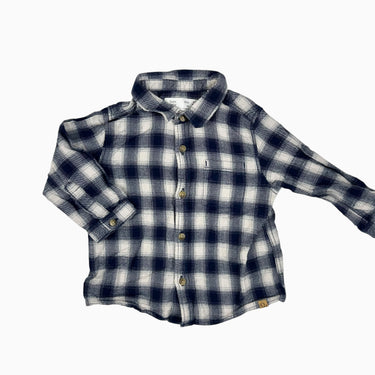 Chemise carreautée marine en coton 3-6M