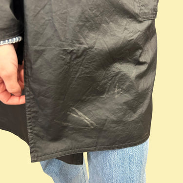 Manteau de pluie ciré noir avec capuchon pour femmes 10US