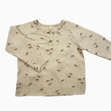 Blouse vanille chevaux en mousseline 4-5Y