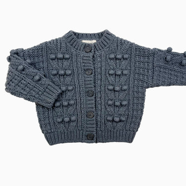 Cardigan charcoal en tricot d'acrylique et laine popcorn 18-24M