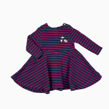 Robe marine à rayures rouges en coton épais 24M