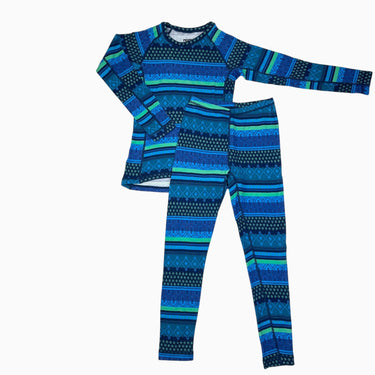 Ensemble style sous-couche bleu à motifs hivernaux 140CM 10Y