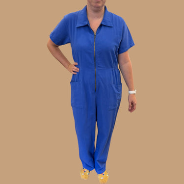 Boiler suit bleu en coton pour femmes L