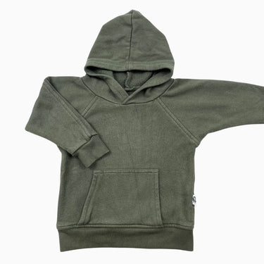 Pull à capuchon olive en bambou et coton 9-18M