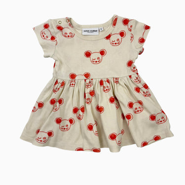 Robe beige souris rouge 6-9M