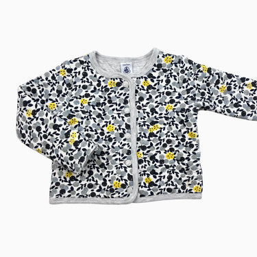 Cardigan matelassé fleurs jaune 12M