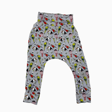 Pantalon gris 'oiseaux' en bambou et coton 3-5Y