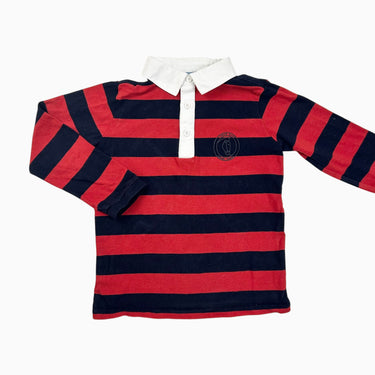 Chandail polo à rayures rouges et marine 6Y
