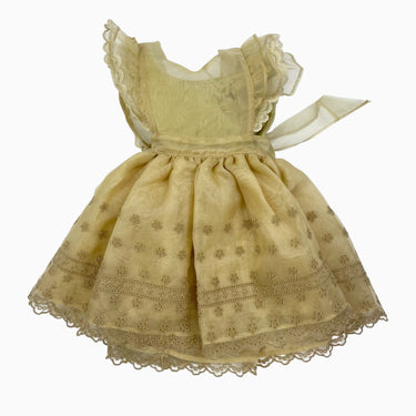 Robe jaune miel en tulle avec oeillet et dentelle 12M