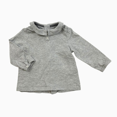 Chandail gris chiné col claudine 12M