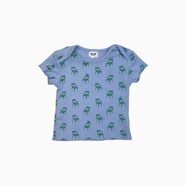 T-shirt bleu 'chaises' en coton pima 6-12M