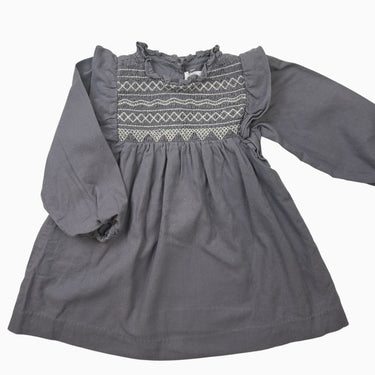 Robe à smock grise-lavande 2-3Y