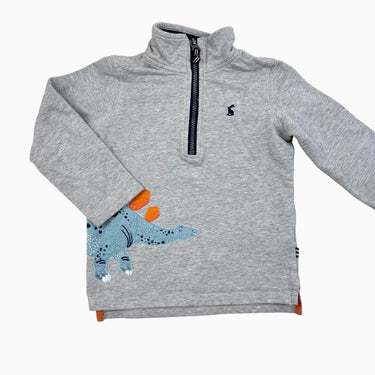Pull demi-zip gris 'dinosaure' 5Y