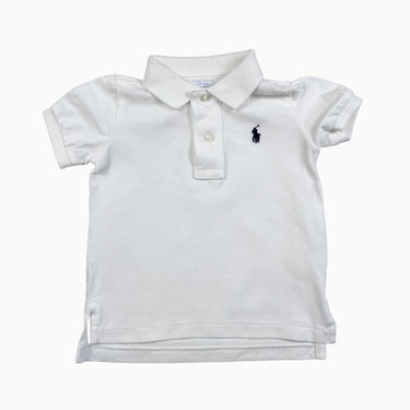 Polo blanc en coton piqué logo marine 12M