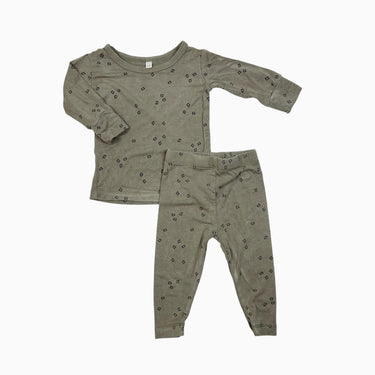 Pyjama olive 'losanges' en rayonne de bambou 0-3M